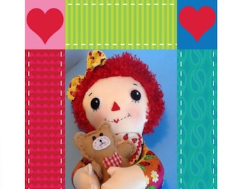 Easy Cloth Rag Doll PDF Pattern Baby Raggedy Ann 15" Rag Doll Pattern- Easy Beginner PDF Sewing Patterns by Peekaboo Porch