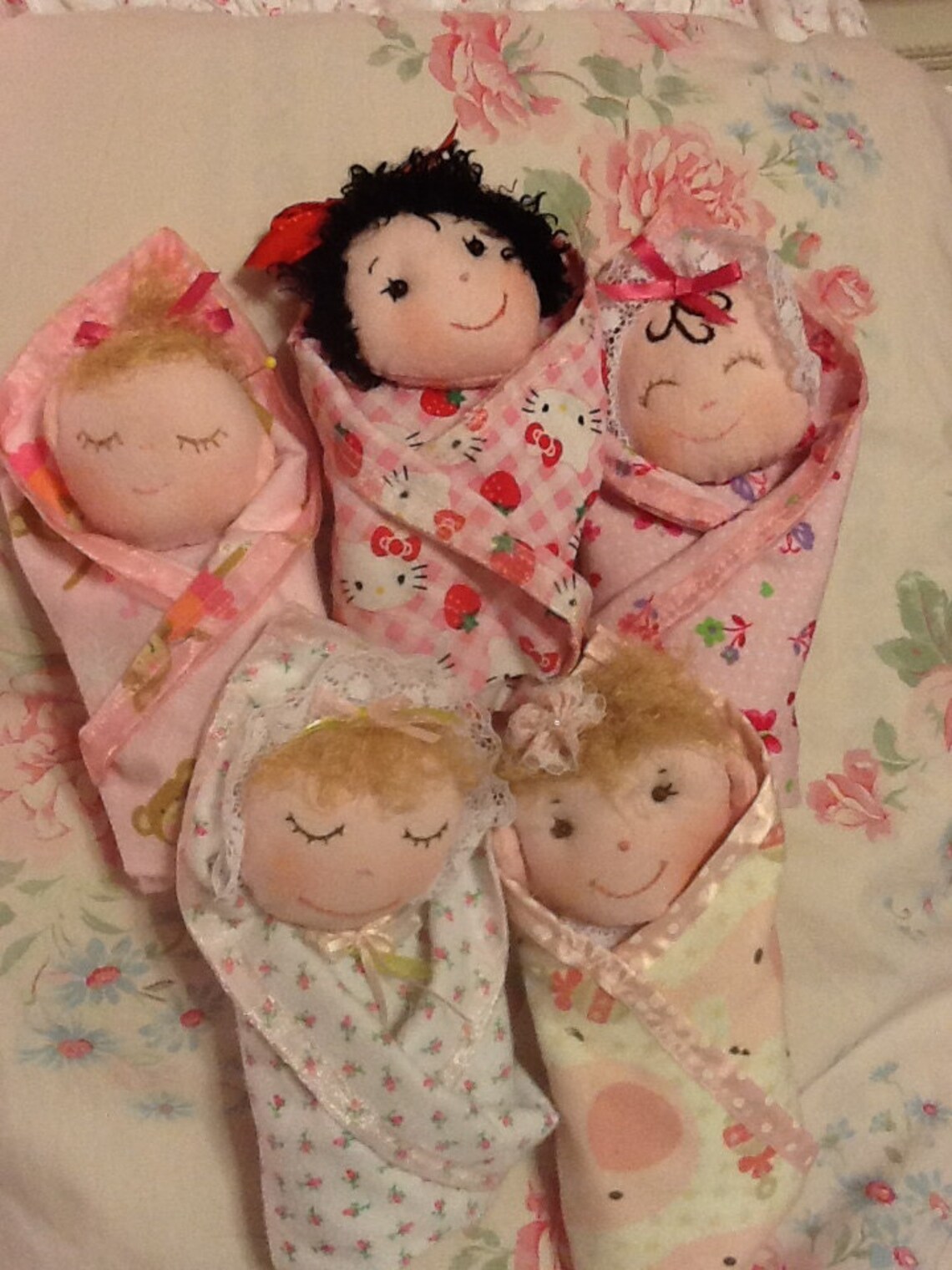 Swaddle Baby PDF Cloth Doll Pattern With 9 Faces & 9 Hair Variations