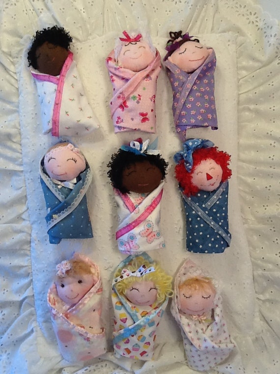 Swaddle Baby Pdf Cloth Rag Doll Pattern With 9 Faces 9 Hair Variations Easy Cloth Doll Pattern By Peekaboo Porch
