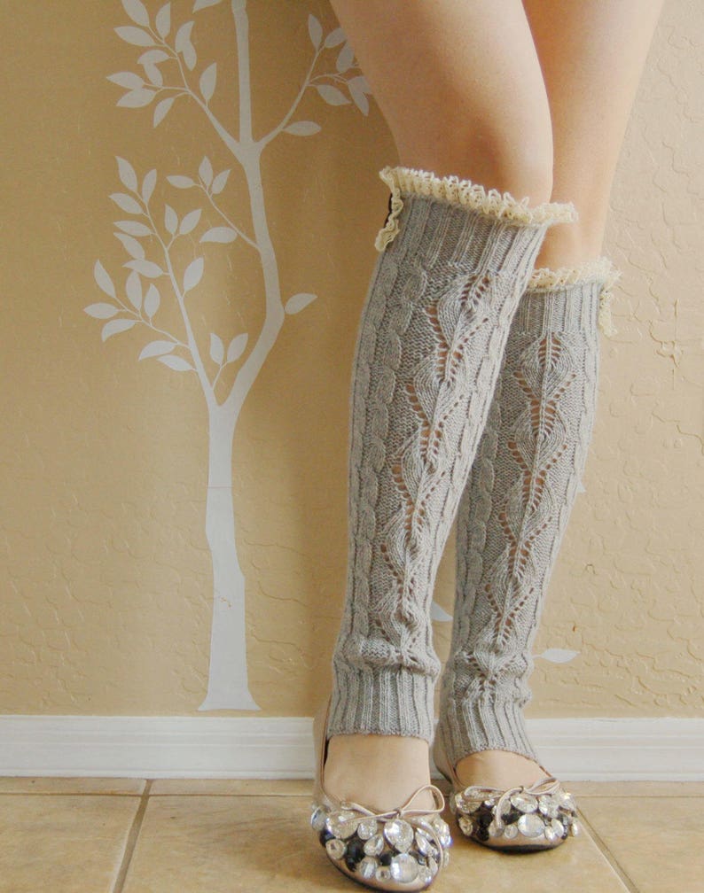 Beautiful Lacy Gray Leg Warmersleg Warmers With Cute Etsy