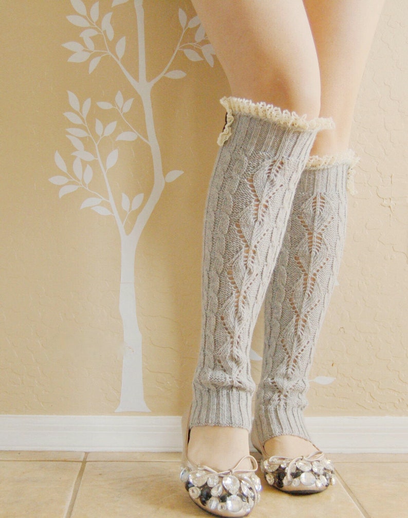 Beautiful Lacy Gray Leg Warmersleg Warmers With Cute Etsy