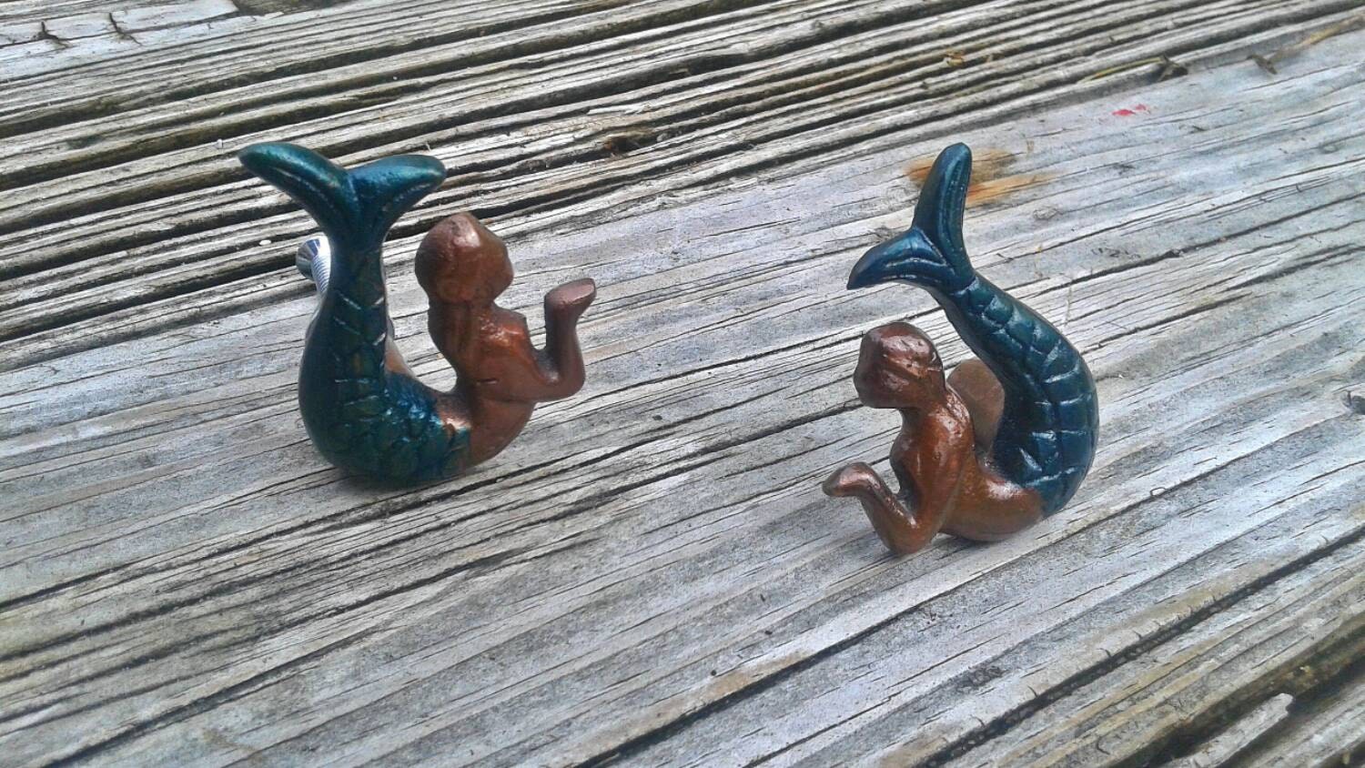 Mermaid knob Set of two Mermaid knobs mermaid drawer pulls Etsy