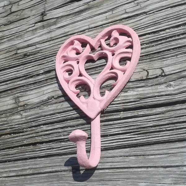 Heart wall hook, cast iron wall  hook, country chic decor