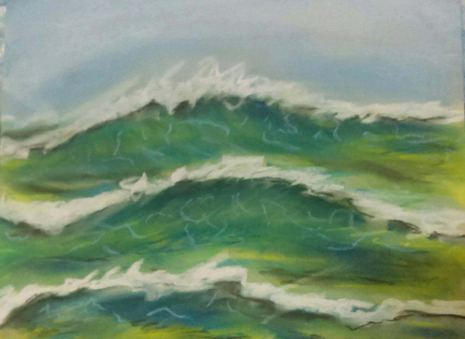 Pastel ocean scene original beach art wave pastel pastel Etsy