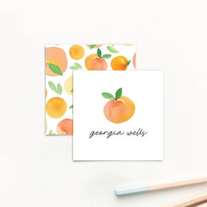 Personalized Peach Enclosure Cards: Watercolor Gift Tag