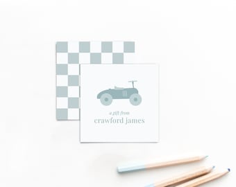 Vintage Race Car Calling Cards | Boys Calling Cards | Calling Cards for Kids | Enclosure Cards for Kids | Kids Gift Tags | Playdate Cards