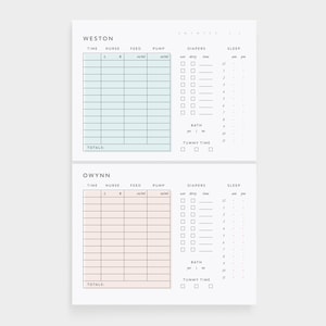 Newborn Twins Baby Care Log: Feeding, Changing, Sleep Tracker