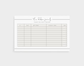 Gift Tracker Notepad | Thank You Note Organizer | Thank You Card Tracker | Personalized Organizer | Personalized Planner Notepad [N22]