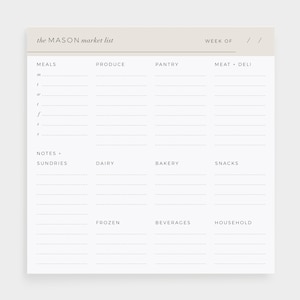 Personalized Grocery List Notepad: Modern Market List, Meal Planner