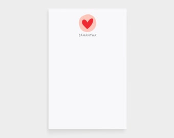 Personalized Notepad | Heart Notepad | Heart Stationery | Modern Stationery | Valentine's Day Gift | Kids Valentine's Day Gift [N41]