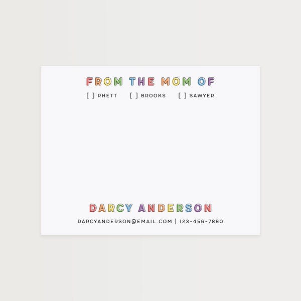 Personalized Mom Notepad: School Notes with Kids' Names