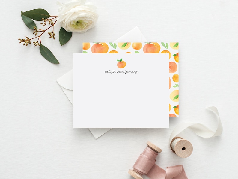 Personalized Stationery Stationery Set Custom Stationery Personalized Stationary Set Peaches Stationery Oranges Stationary S03 image 6