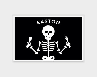 Personalized Halloween Placemat for Kids | Skeleton Placemat | Halloween Placemat | Laminated Placemat | Halloween Table Top Decor [PM01]
