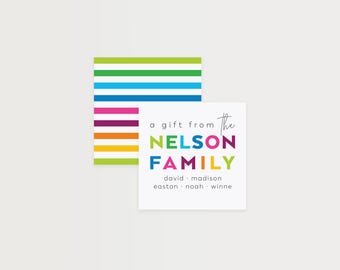 Personalized Family Gift Tags, Colorful Enclosure Cards
