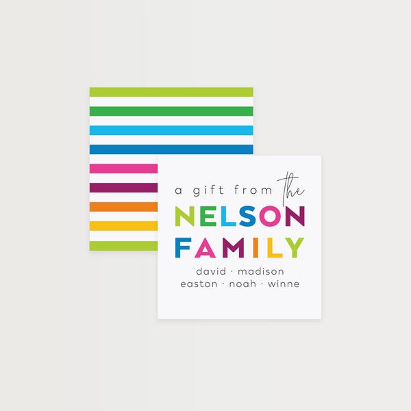 Personalized Family Gift Tags, Colorful Enclosure Cards