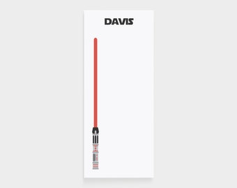 Star Wars Notepad | Lightsaber Notepad | Star Wars Gift | Star Wars Stationery | Personalized Star Wars Stationery | Boys Stationery [NSK04]