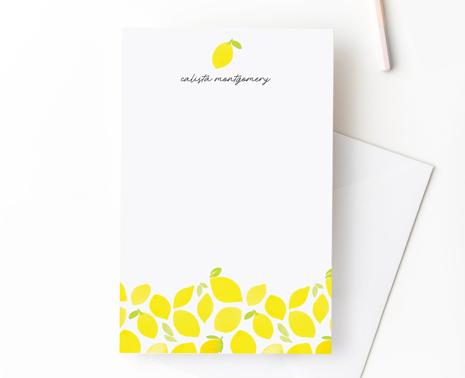 Lemon Stationery Lemon Notepad Colorful Stationery Etsy