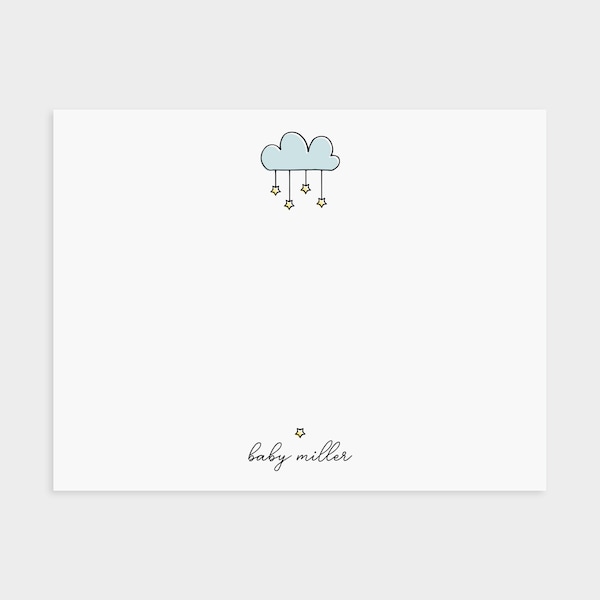 Baby Thank You Cards | Baby Boy Stationary | Personalized Baby Stationery | Baby Shower Thank You Card | Baby Mobile | Cloud and Stars SBC07