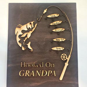 Gift for Papa Grandpa Dad Father&#39;s Day Hooked On Fishing Personalized Customized Fishing Trip Gift For Him 1-5 Names