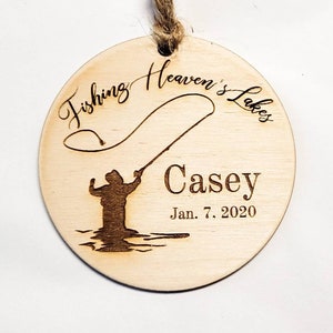 Fishing Heaven's Lakes Fishing in Heaven Christmas Ornament Wood Engraved