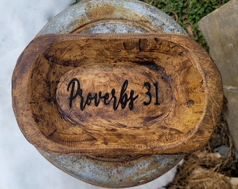 Wooden Scripture Carved Mini Dough Bowl Proverbs 31 Engraved Prayer Bowl Bible Verse Personalized Bible Christian Engraved Gift
