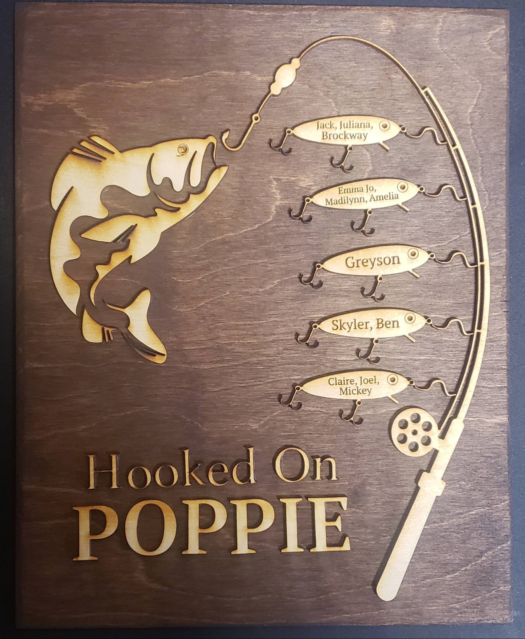 Angler Fisherman Angel Papa Grandpa 釣り竿 父の日ギフト トレーナー Hooked on Grandpa Papa Dad Father's Day Birthday Sign