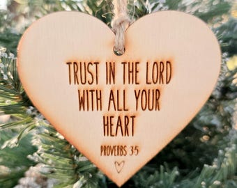 Trust in the Lord Heart Ornament – Proverbs 3:5 Christian Gift, Christmas Decor, Religious Keepsake