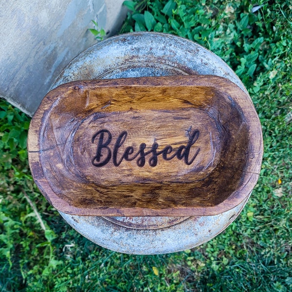 Blessed Engraved Wooden Hand Carved Dough Bowl Prayer Bowl Personalized Gift