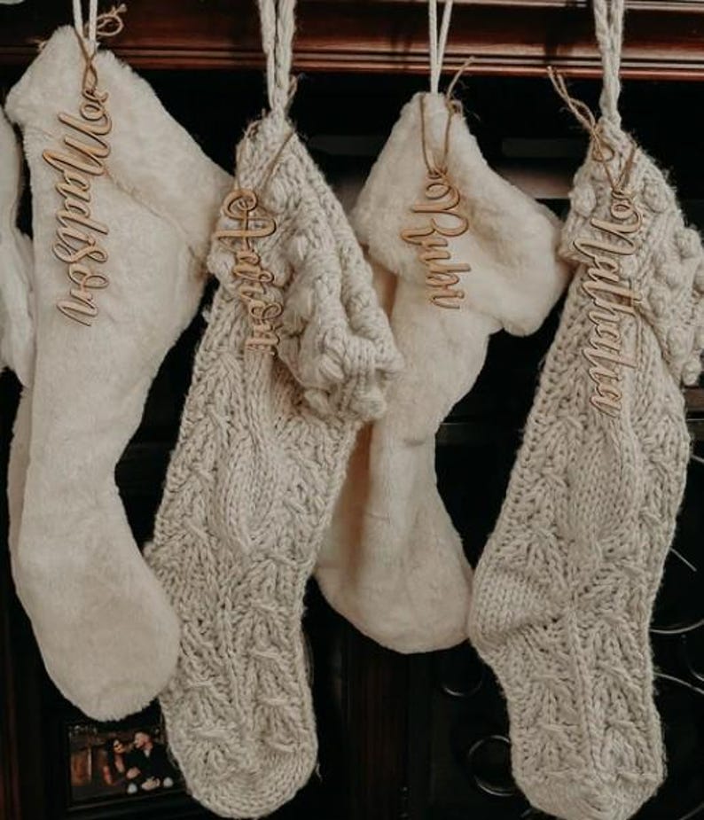 Stocking Name Tags Table Nametags Wooden Personalized Stocking Tag