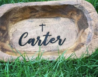 Prayer Bowl Gift Cross Wooden Hand Carved Small Dough Bowl Engraved Personalized Engraved Wedding Gift Gift For Friend Pastor