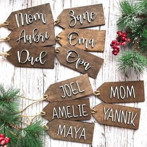 Stocking Name Tags Wooden Nametags Christmas Decor Ornaments Gift Tags Old Fashion Farmhouse Christmas Decor