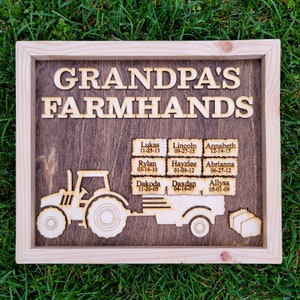 Grandpa's Farmhands Farmer Gift for Grandpa Papa Dad Poppy Father's Day Birthday Gift for Him Tractor Gift Plaque Sign