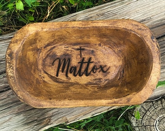 Prayer Bowl Personalized Gift Cross Wooden Hand Carved Small Dough Bowl Engraved Personalized Engraved Gift