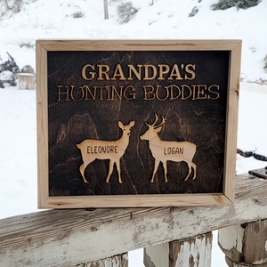 Gift for Papa Grandpa's Hunting Buddies Hunting with Papa Dad Father's Day Birthday Sign Personalized Hunting Trip Gift For Him 1-6 Deer