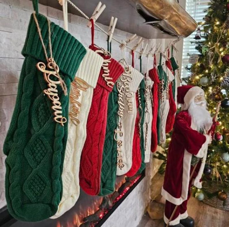 Stocking Name Tags Table Nametags Wooden Personalized Stocking Tag