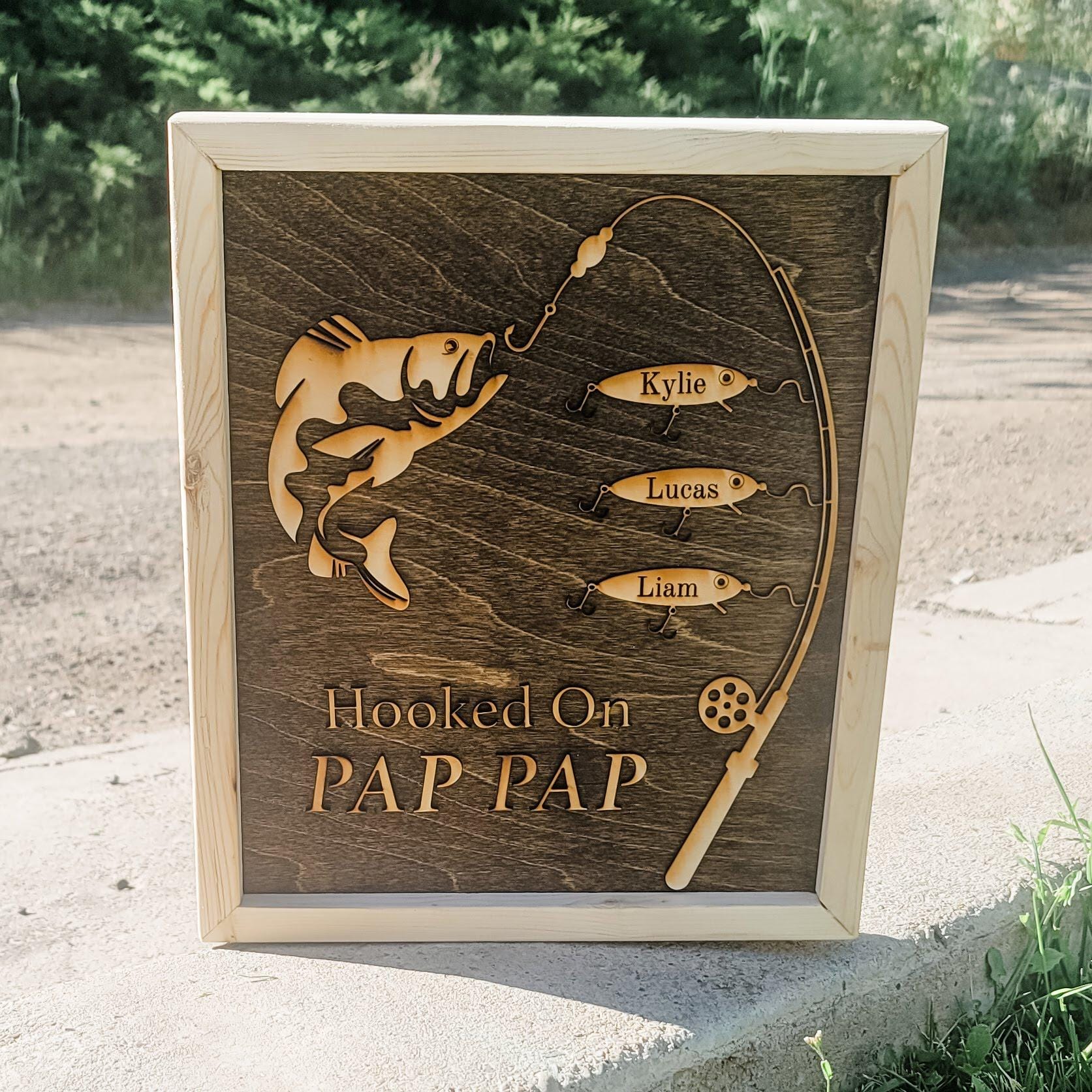 Hooked on Grandpa Fishing Gift for Papa Dad Papaw Dad