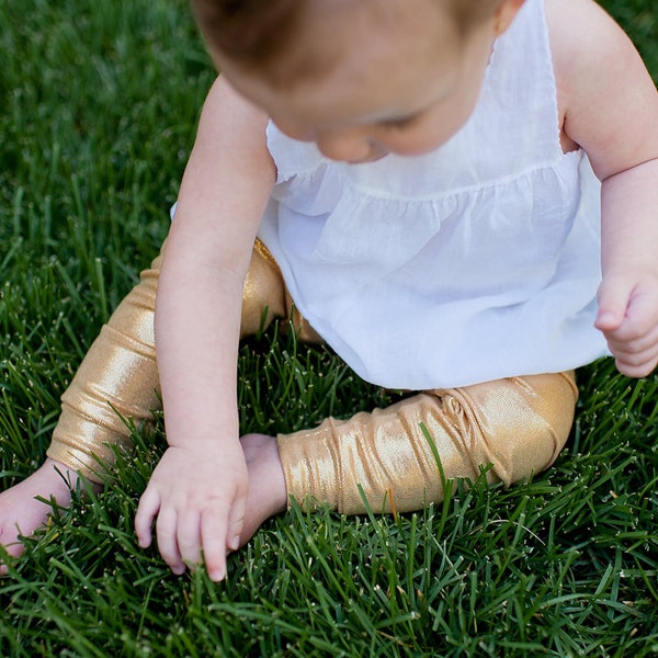 Gold toddler leggings, baby leggings, gold baby leggings, toddler leggings, gold leggings, baby girl
