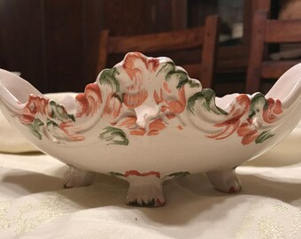 Italian Pottery Piece Pansy motif hand painted ceramic Vintage Glass Vintage China