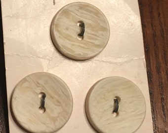 Vintage La Petite Buttons: Mottled White Faux Bone Finish, Set of 3