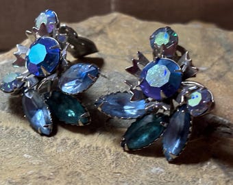 Beaujewel clip on blue and green Aurea borealis earrings-1950