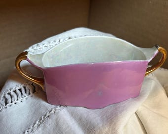 Meito China Opalescent Vintage Hand Painted Sugar Salt Dish Japan