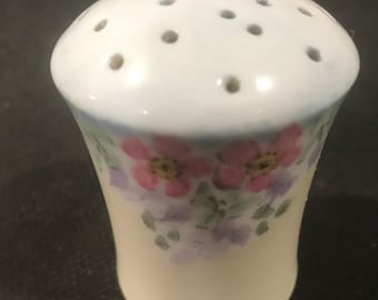 JHR Bavaria Hand Painted Powder shaker Vintage early 1900 Lavender Fragrance Jar Dresser Accessory Sprinkle Top