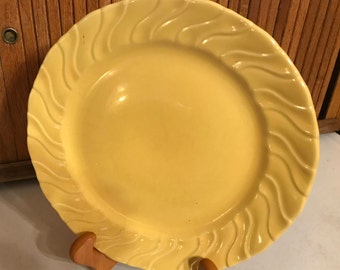 California Pottery Large Yellow Serving Plate Grannycore Circa 1950 Distinct Design Glading McBean Swirl Edge Vintage Glass Vintage China