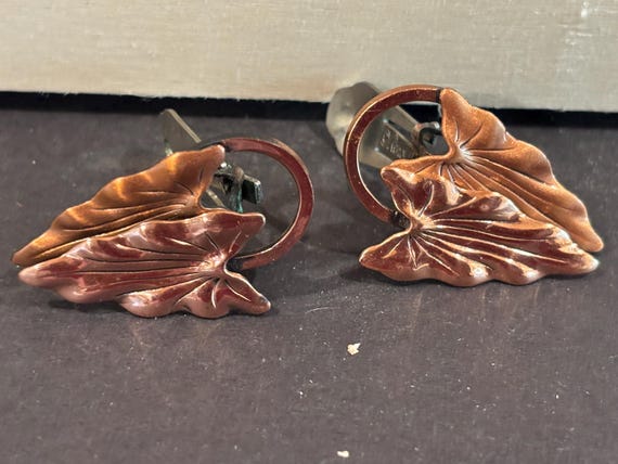 RENOIR Copper Double leaf earrings
