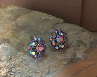 Aurea Borealis-Reds and Blues-gorgeous earrings. 1950