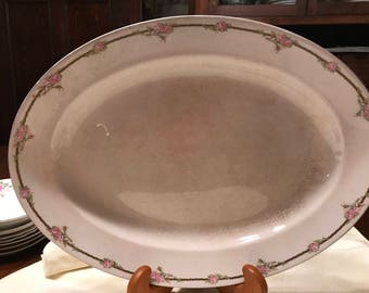 Victorian Johnson Brothers Platter Rose Pattern 12 x 16 Vintage Glass Vintage China