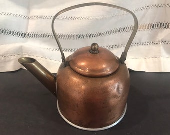 Copper Teapot: Single Serving Brass Accents