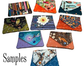 Cotton Fabric Wallet with Three Slots Handmade in Oregon by Two Bossy Britches