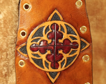 Hand Tooled Leather Archery Armguard - Gothic Inspired Design