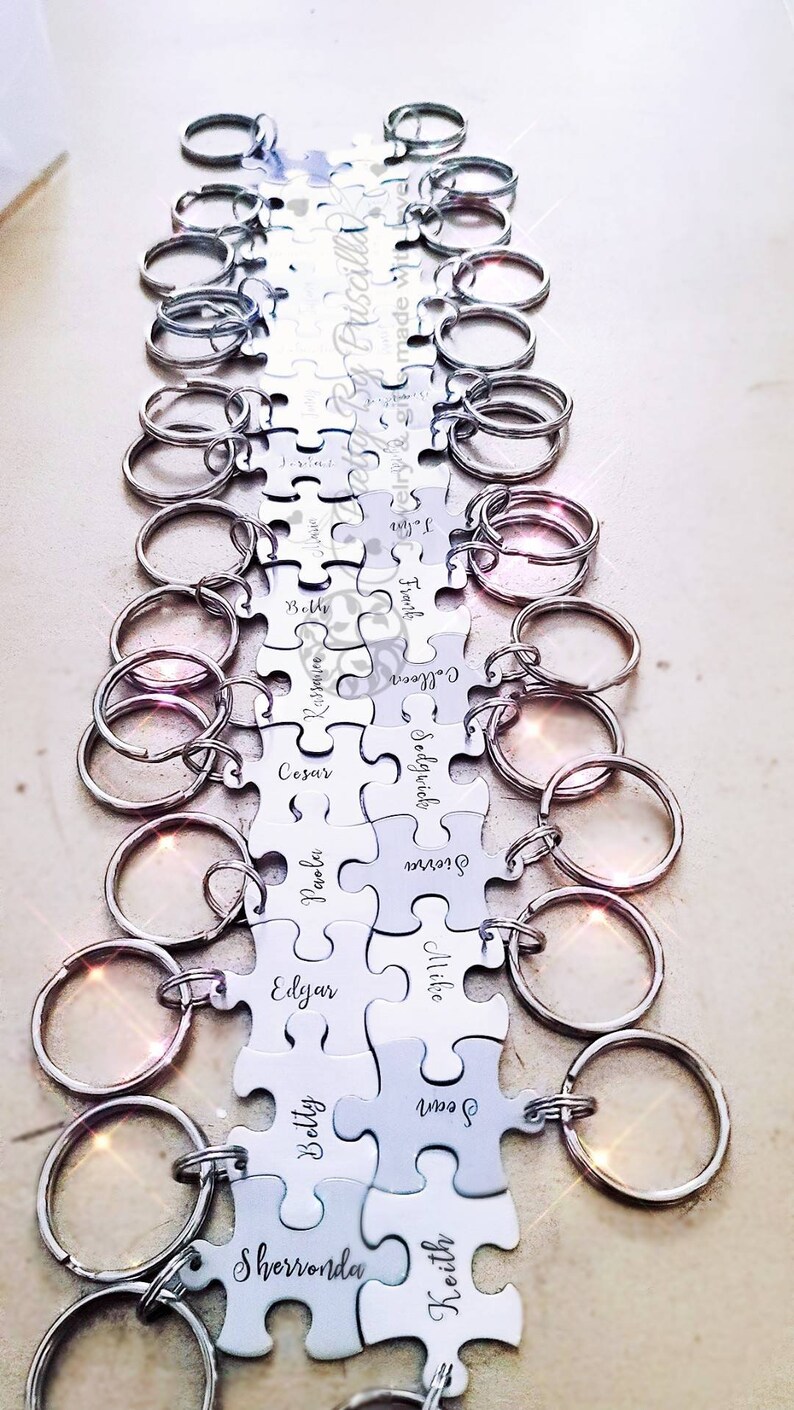 Personalized Puzzle Piece Keychain Jewelry Set Gift for Etsy